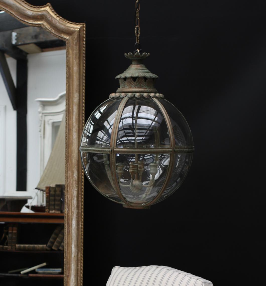 107-35 - Globe Lantern // Antique Brass + Verdigris
